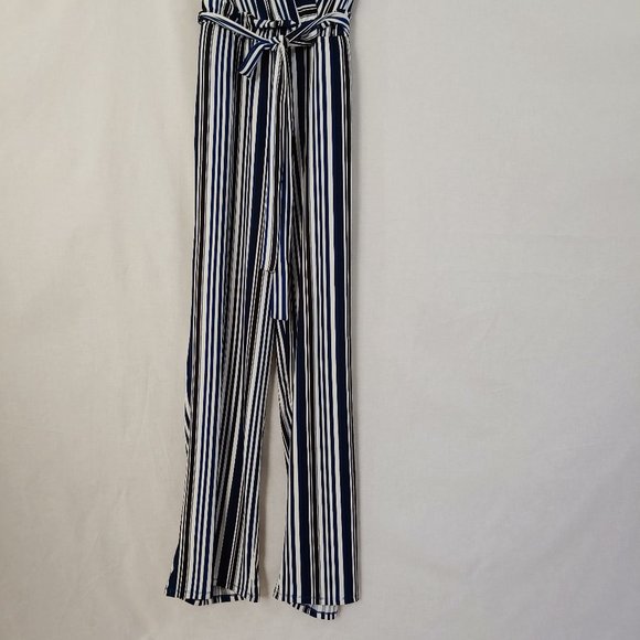 Sophia + Zeke Striped Navy Blue Jumpsuit  Size: S - Picture 6 of 11